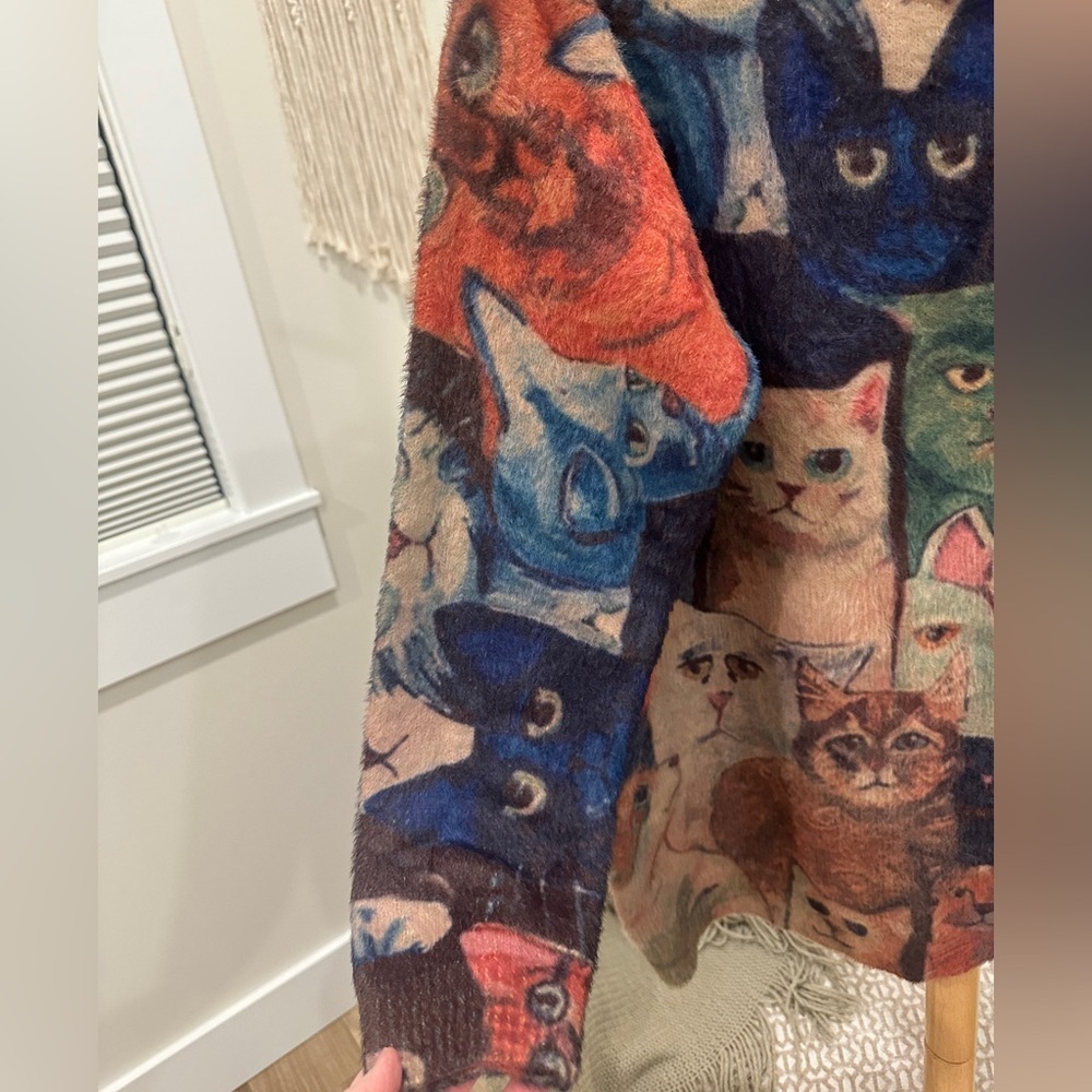 Oversized Cat Print Cotton Wool Sweater M to XL - Picture 3 of 6